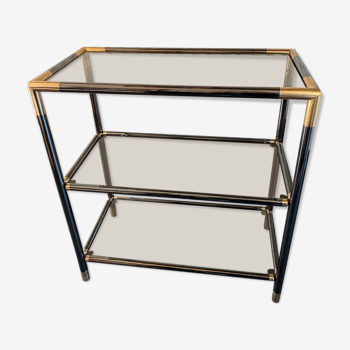 Console shelf smoked glass aluminum and brass