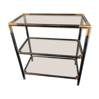 Console shelf smoked glass aluminum and brass