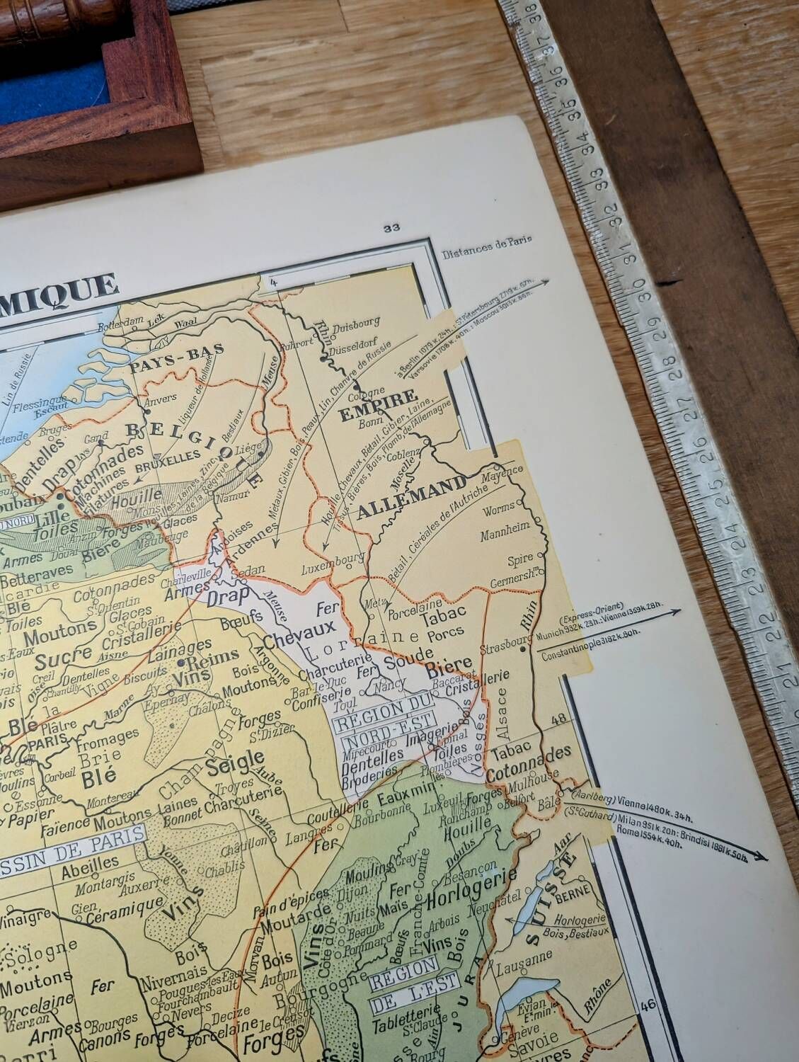 Printed in 1900, map of economic France.