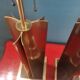 Large pair of 70s gold metal table lamps
