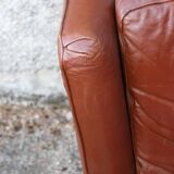 Pair of armchairs with very soft leather ears 80s