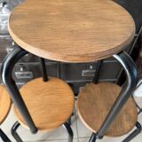 Series of 4 metal and wood school stools