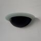 Vintage half-moon wall light, sandblasted glass and black lacquered metal, France, 1970