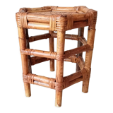 Vintage side table in bamboo and rattan 70s