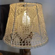 Wooden turned bedside lamp with lace