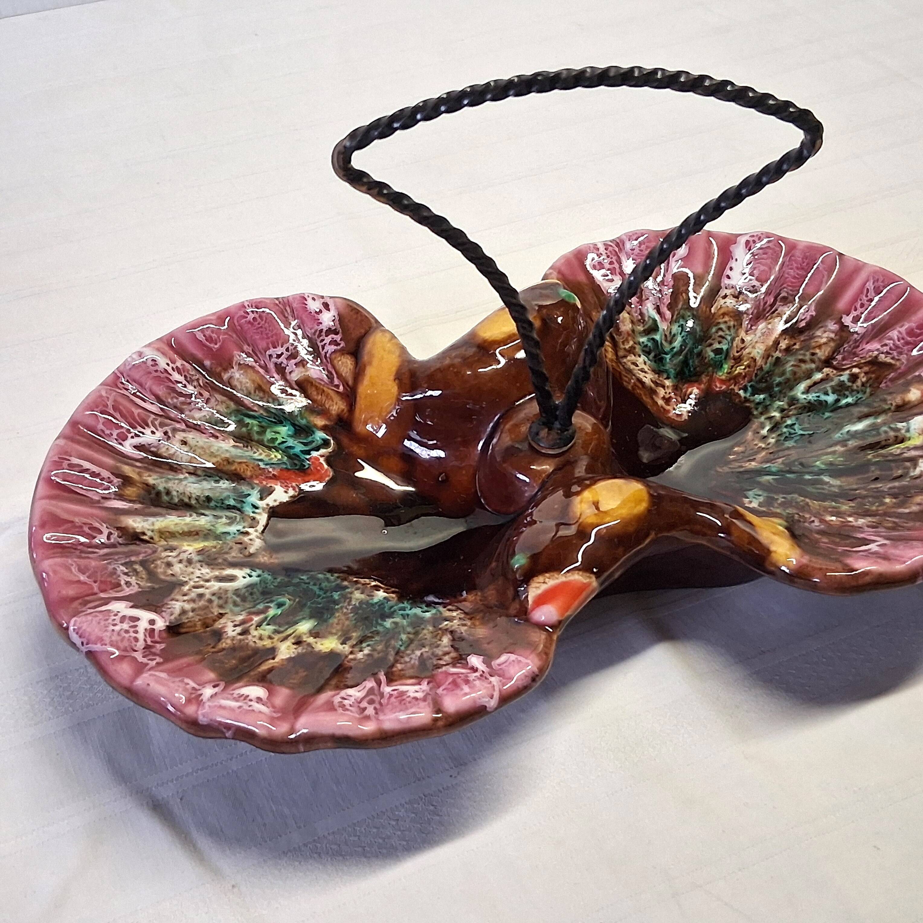 Vallauris-style shell-shaped serving tray in good condition