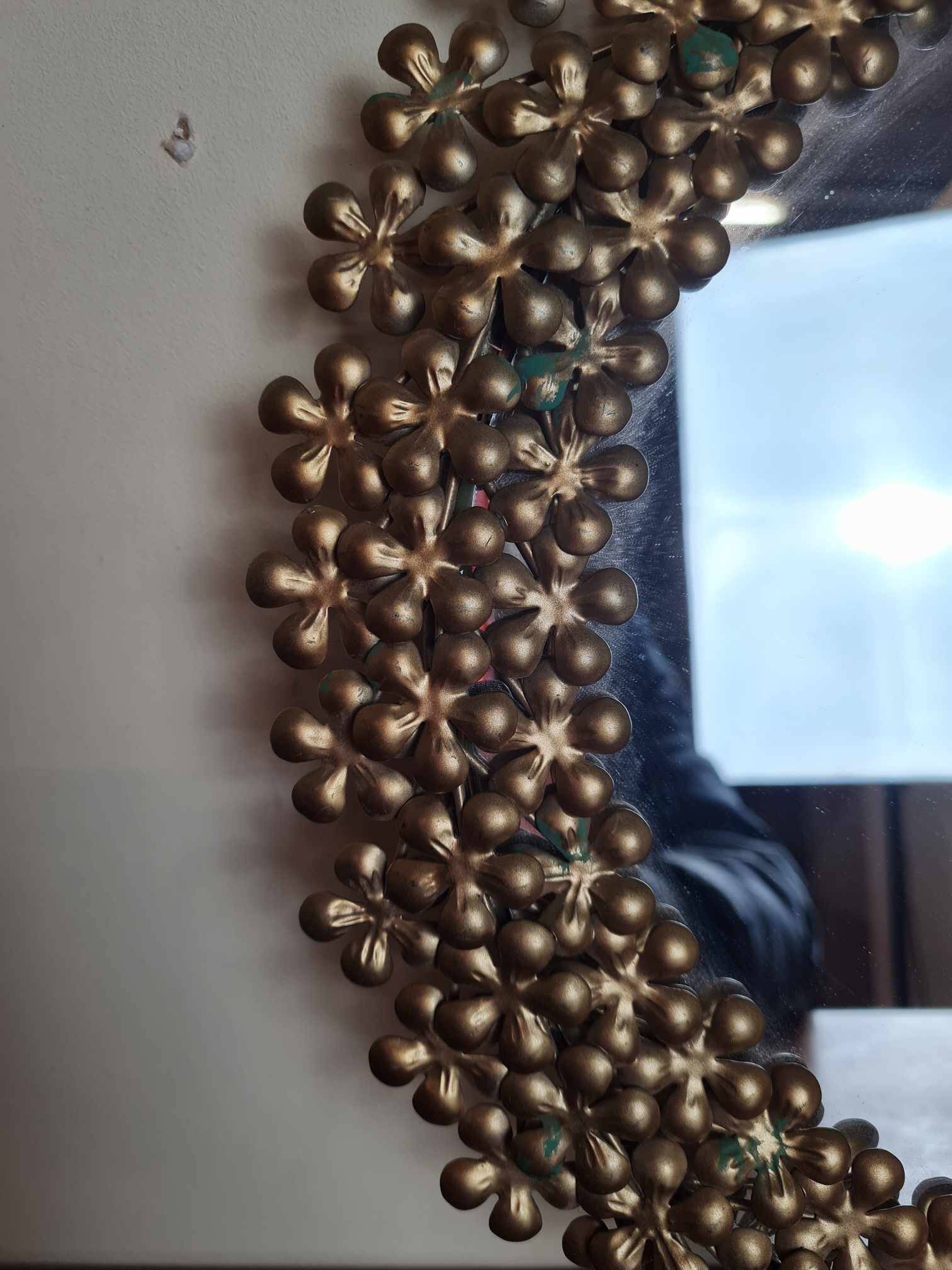 Vintage round mirror in gold metal circa 1950