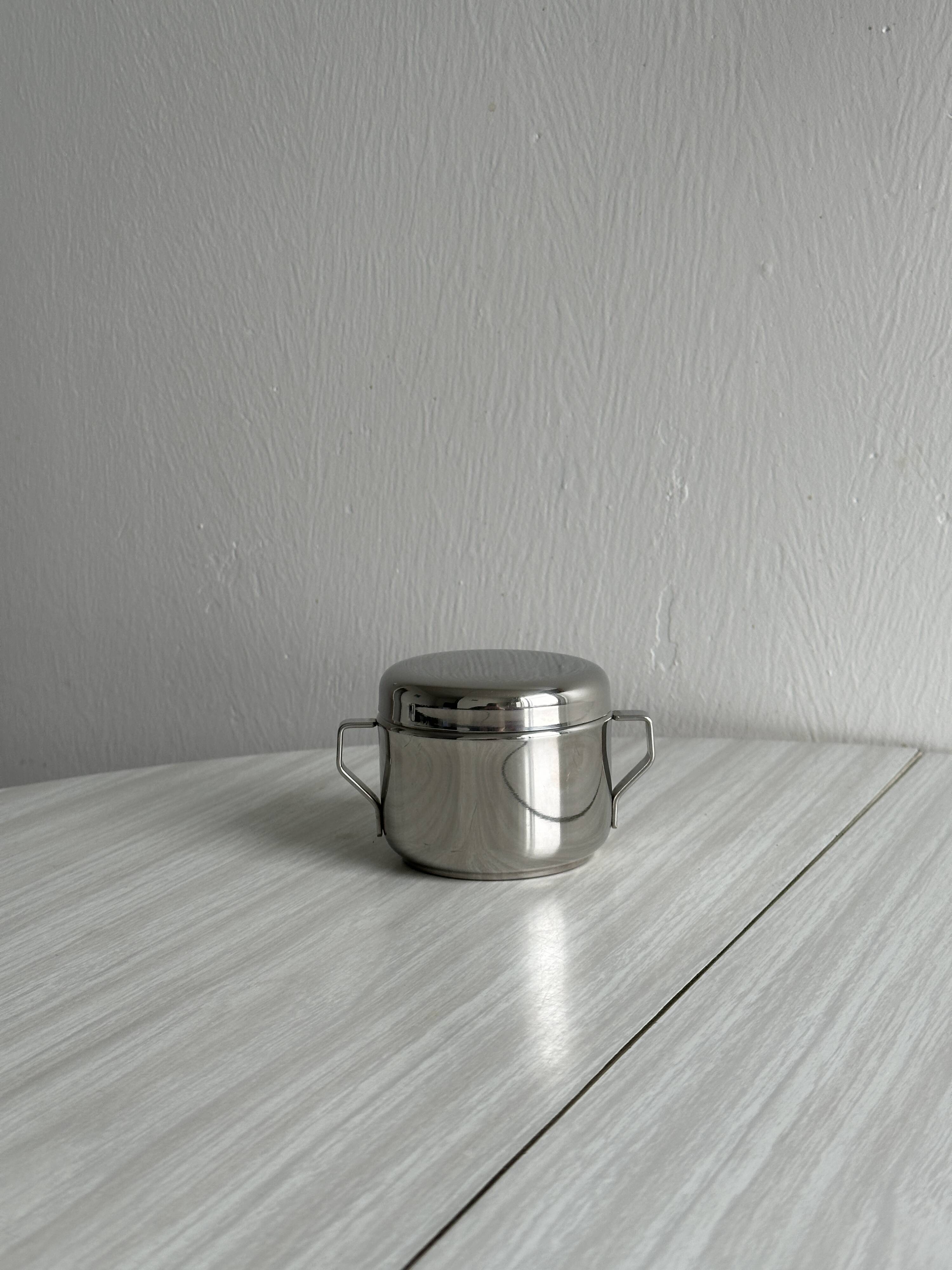 Small stainless steel sugar bowl