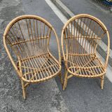Pair of antique rattan armchairs