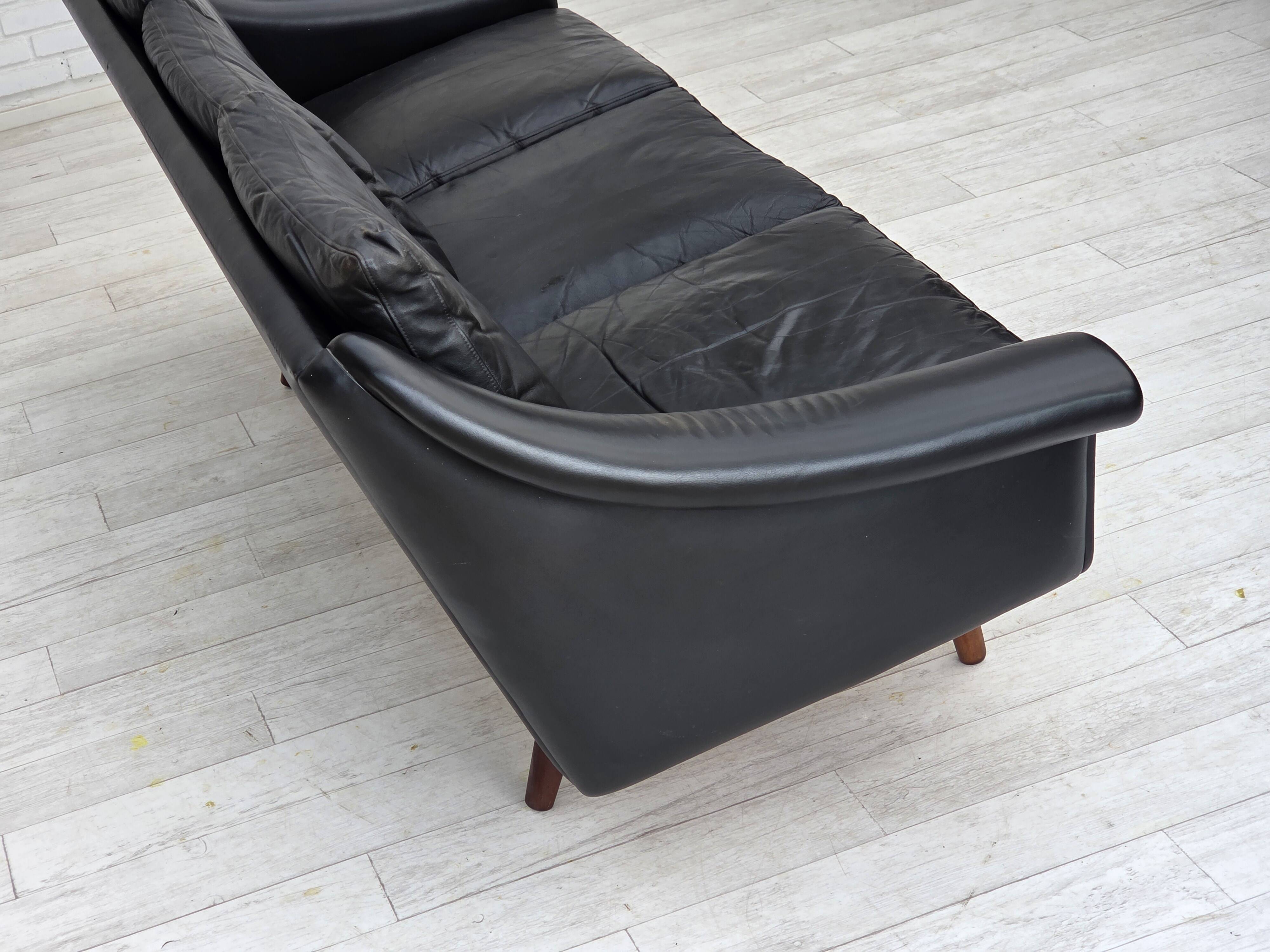 1960s, Danish design by Aage Christensen, 3-seater sofa, leather.