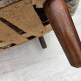 1970s, Danish 3 seater curved sofa, original multicolor furniture fabric.