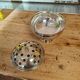Silver-plated metal flower holder with vintage hallmark