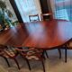 Table + extensions and chairs Gerbeau mahogany vintage wood
