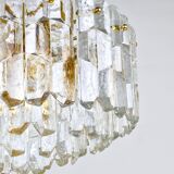 Large ceiling chandelier in gilded brass and glass Palazzo J.T. Kalmar, 1950s