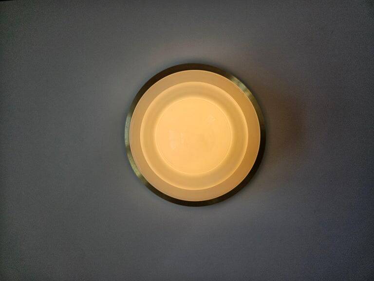 Plafonnier en Laiton et Verre Opale Franta Anyz, années 1930