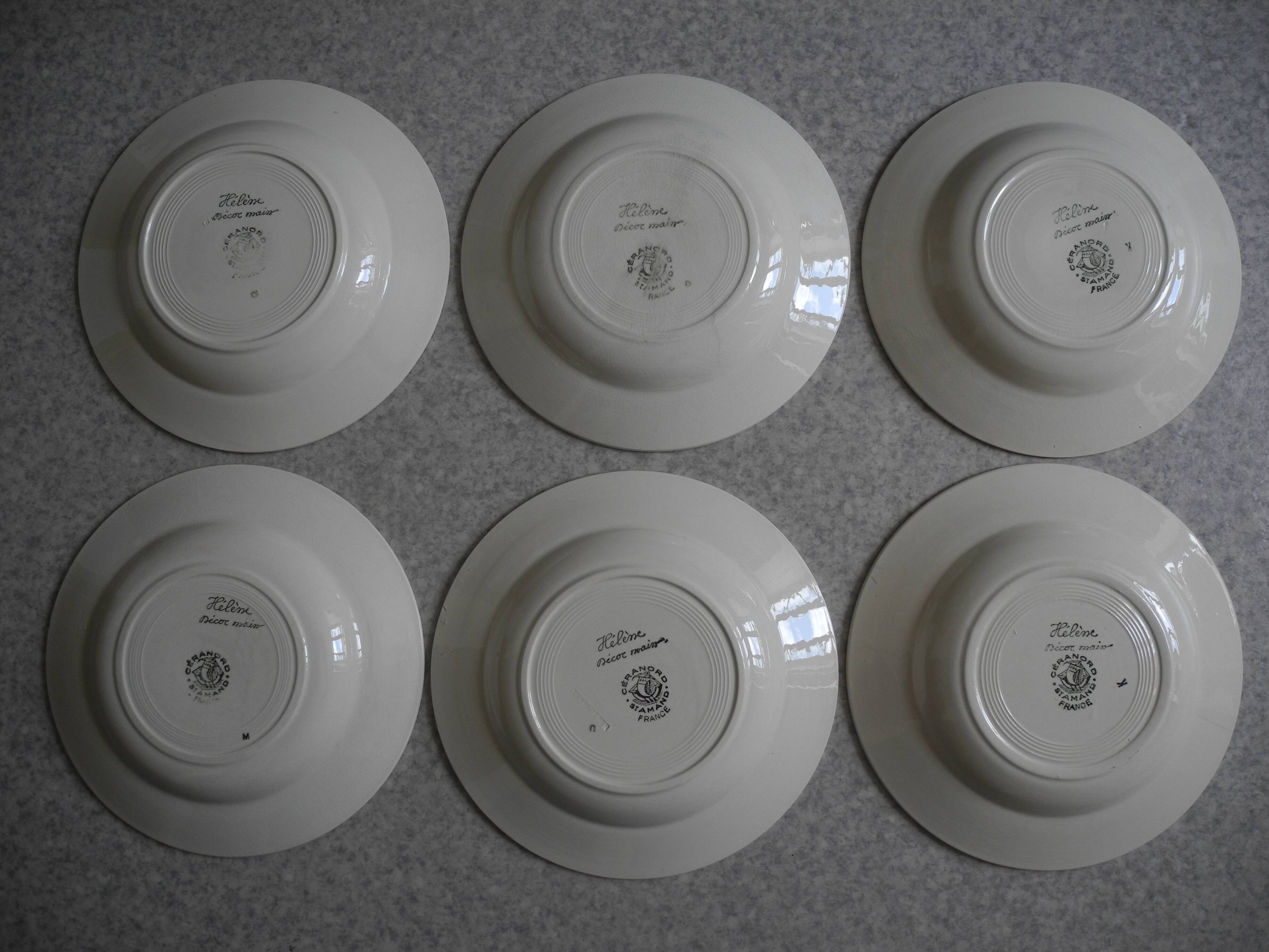6 Céranord St Amand vintage soup plates 50s