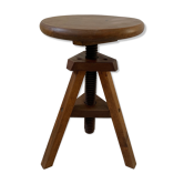 Wooden tripod stool with vintage screw