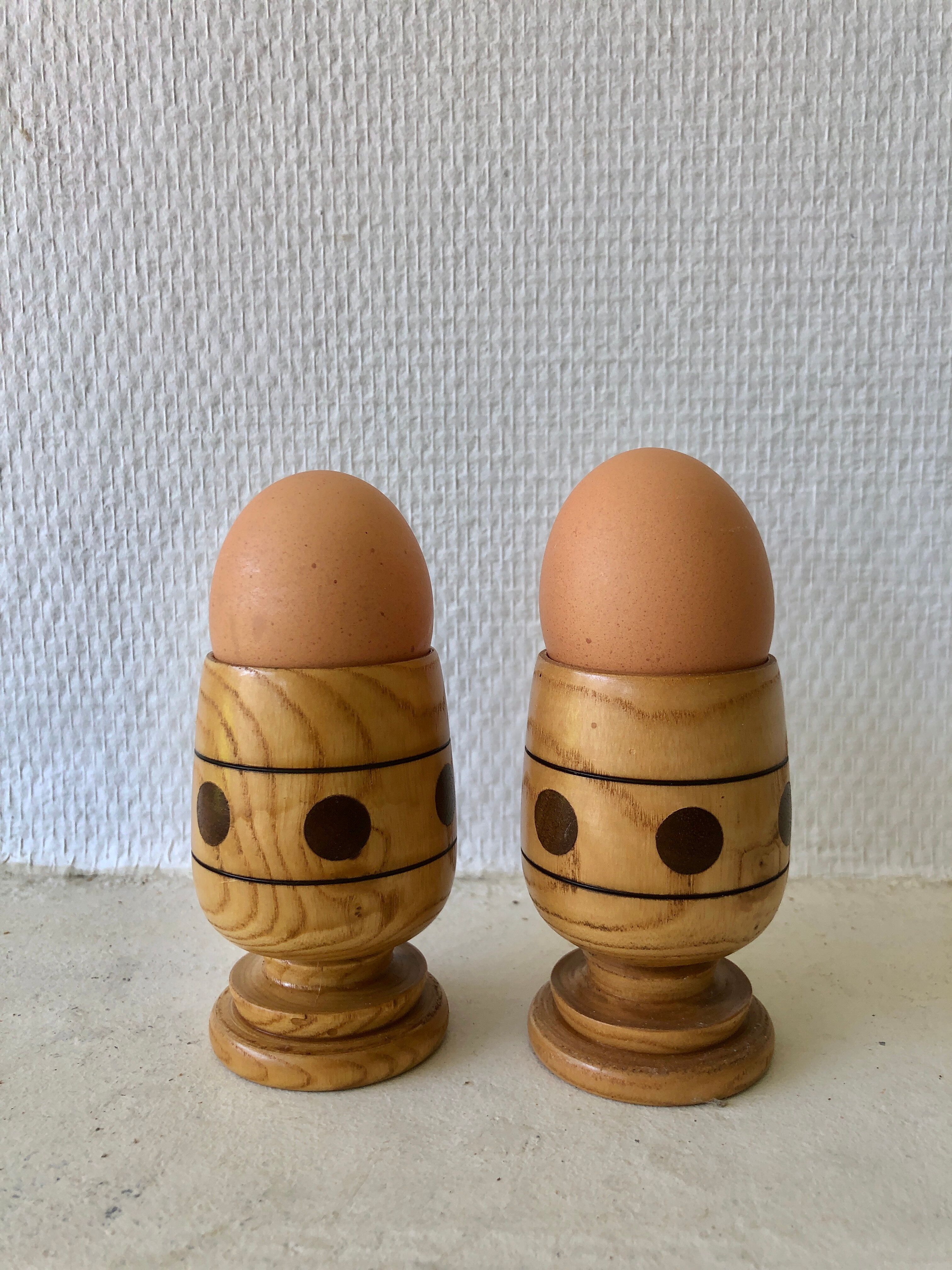 Set of 2 wooden egg cups