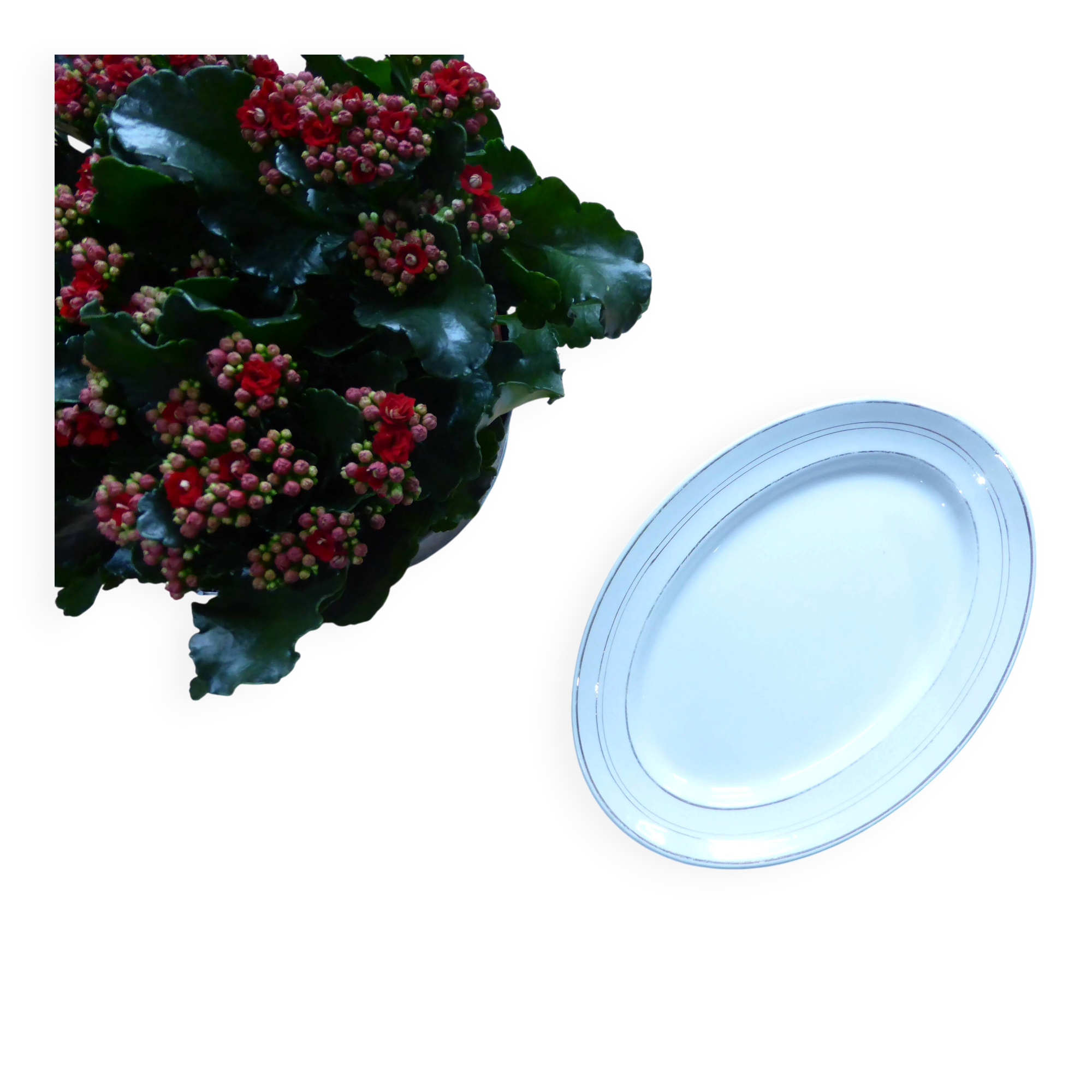 Plat de service ovale en porcelaine de St Amand