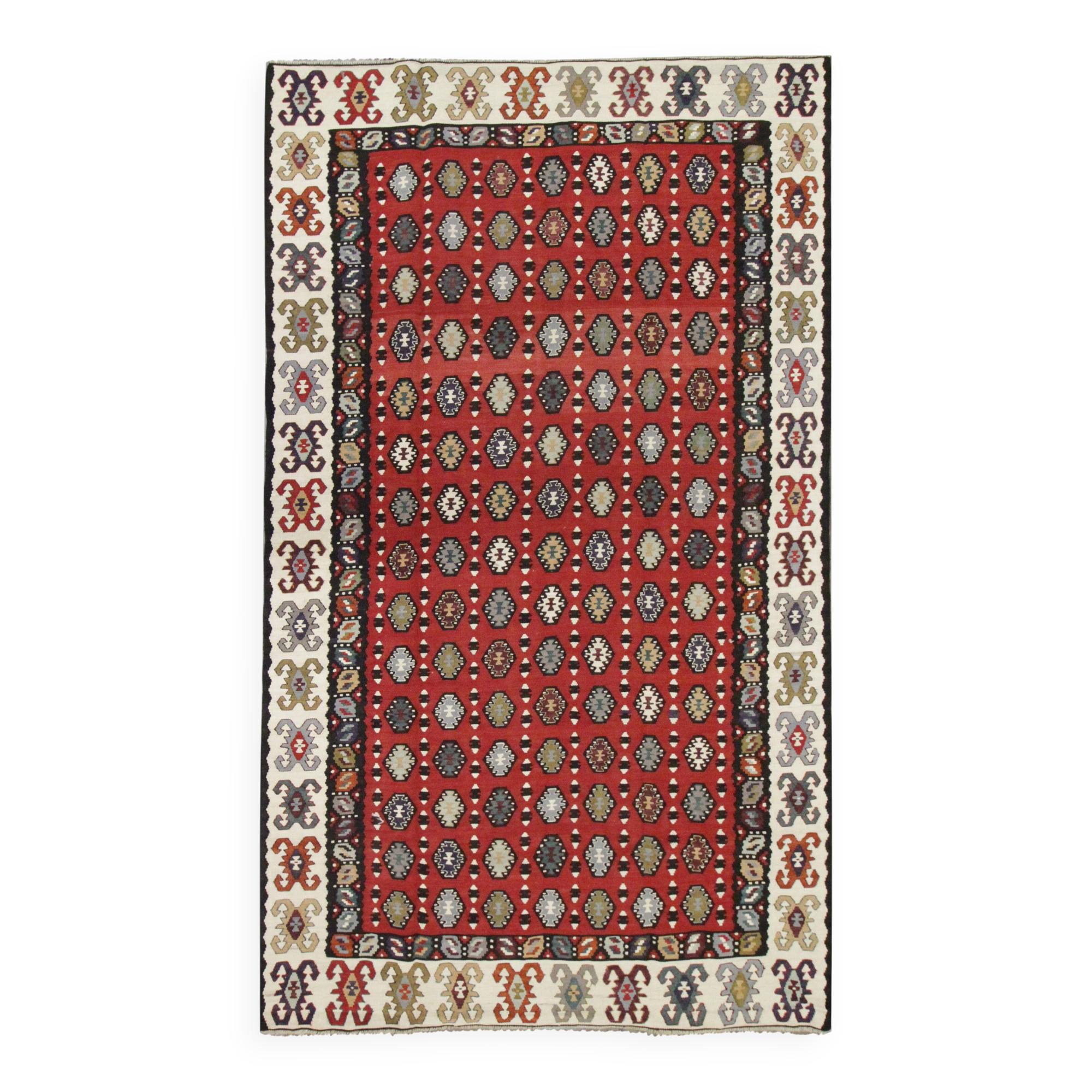 Serbian Kilim Rug, Handwoven Wool Flatweave Carpet, Folk Art 245x150 cm