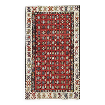 Serbian Kilim Rug, Handwoven Wool Flatweave Carpet, Folk Art 245x150 cm
