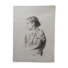 Ancien portrait dessin 19ème siècle chine a.carnelli