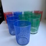 Set of 8 colored water glasses 70s