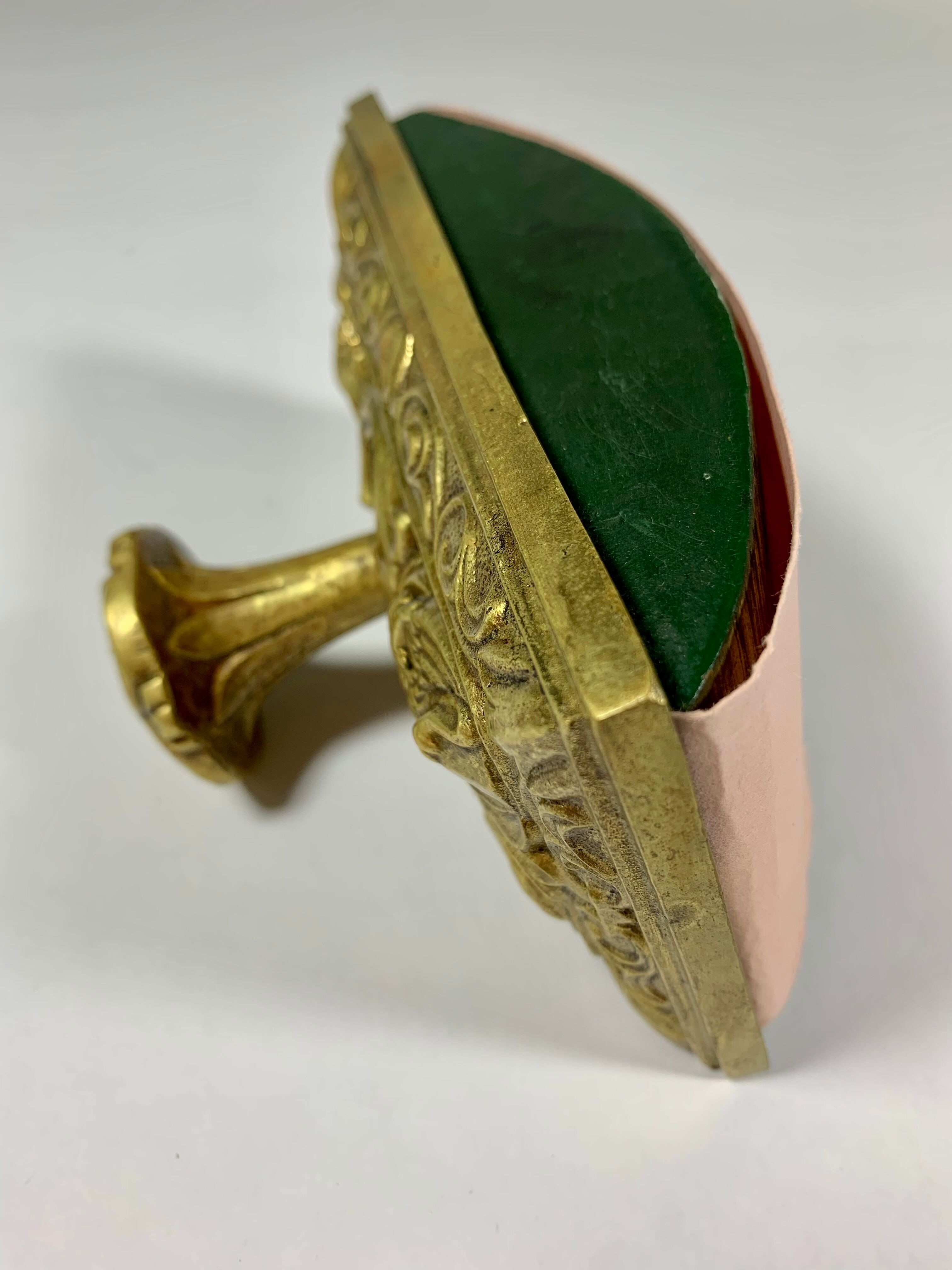 Vintage writing kit - Old inkwell and neoclassical ink pad in gilded bronze XIXth