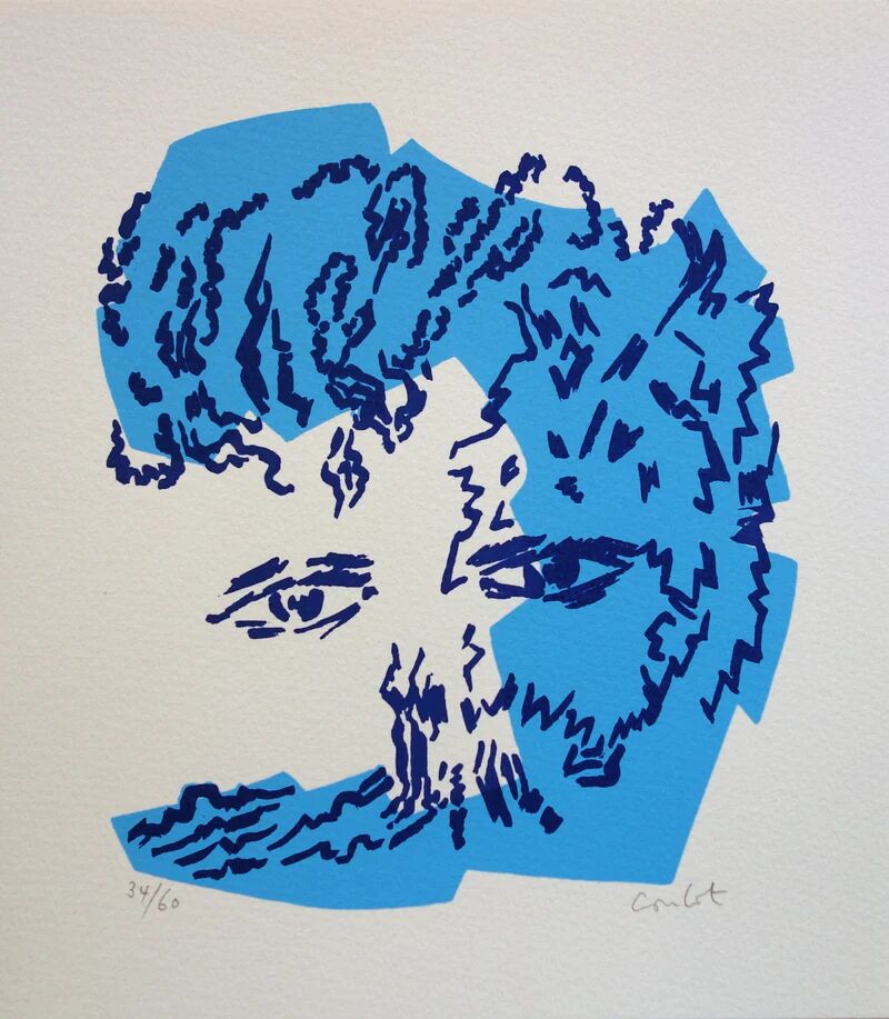 Jean coulot: benevolent gaze, original signed silkscreen print.