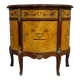 Commode demi-lune de style Louis XV en marqueterie et décors de bronze