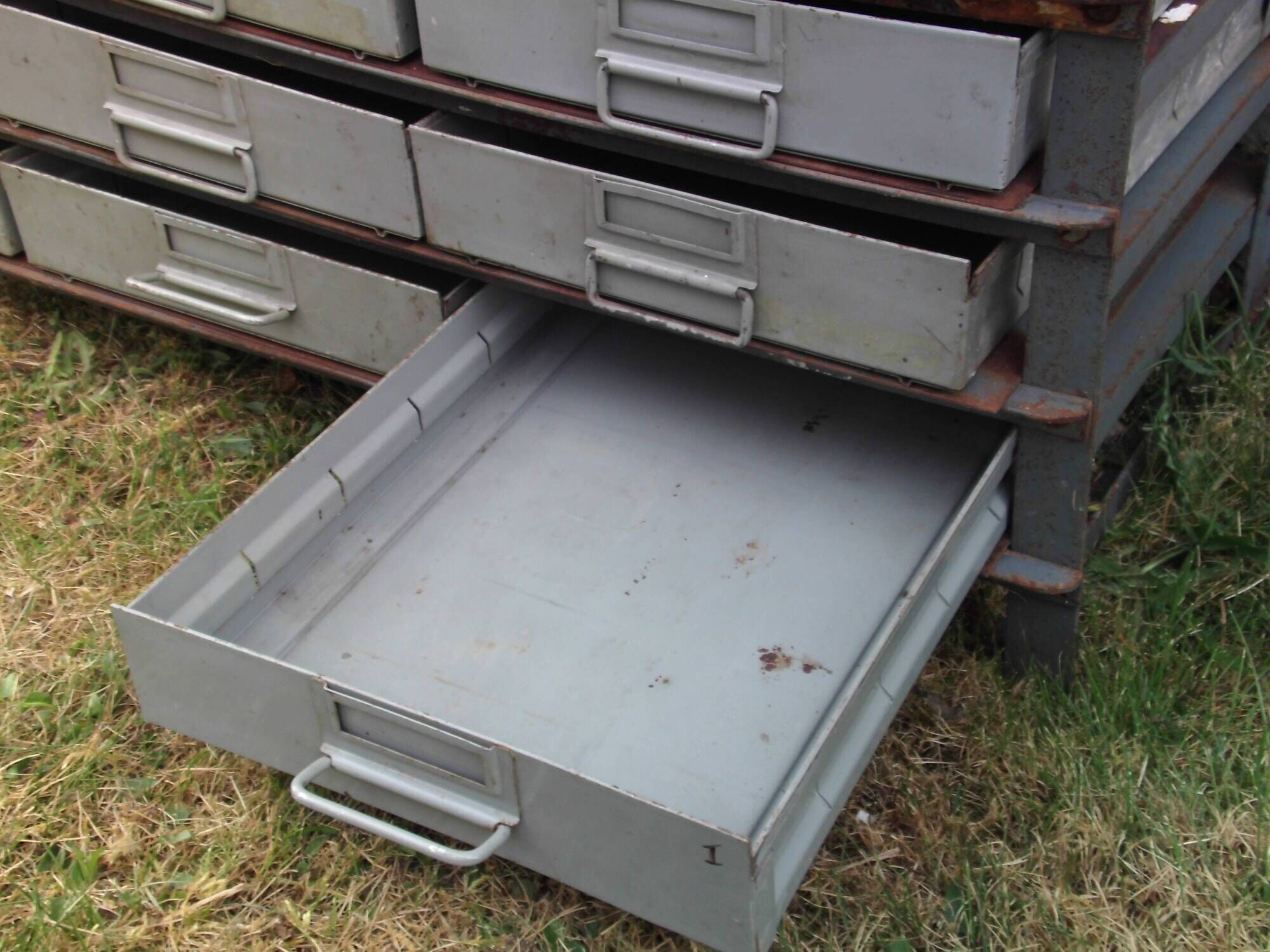 Metal industrial locker with 21 drawers