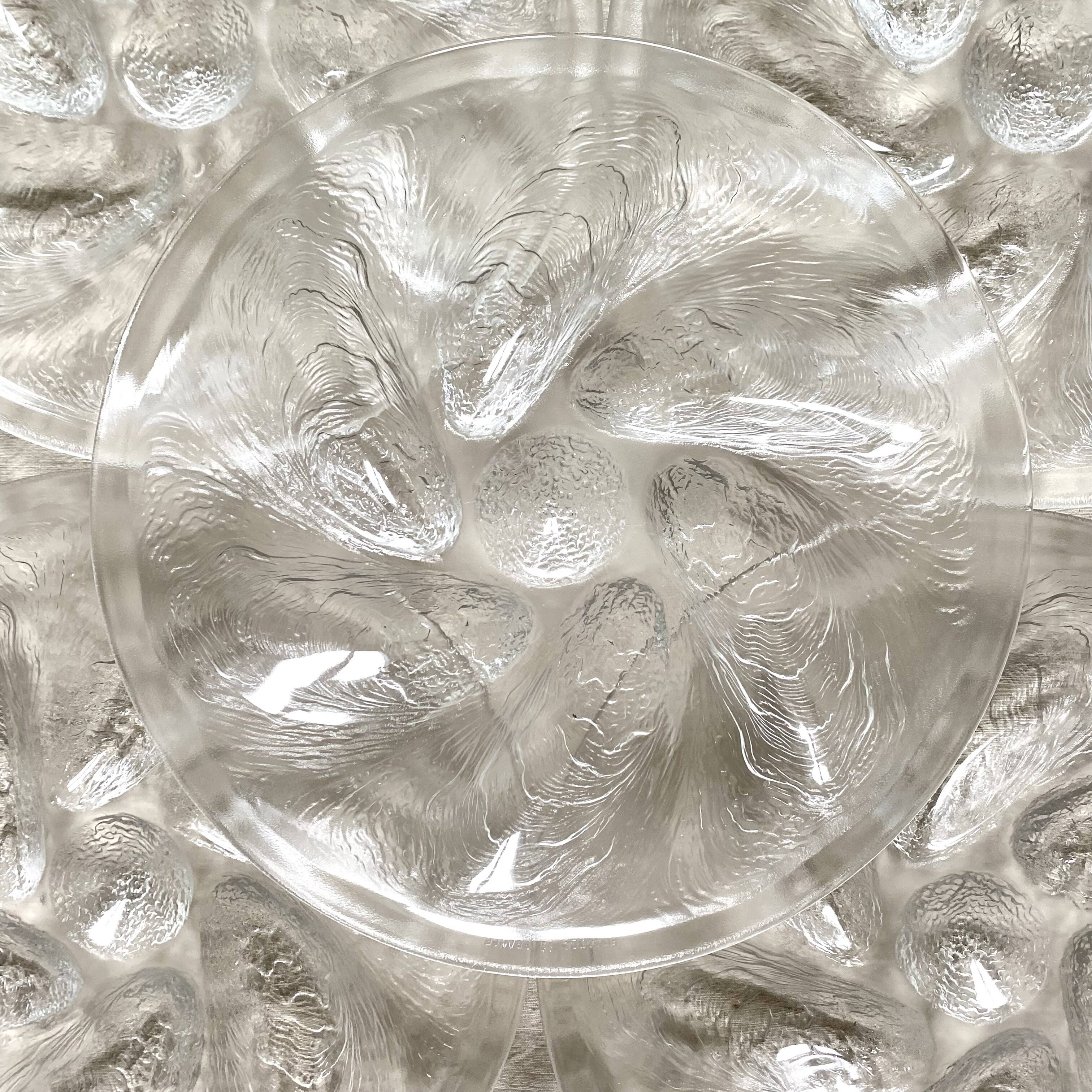 80s glass oyster plates
