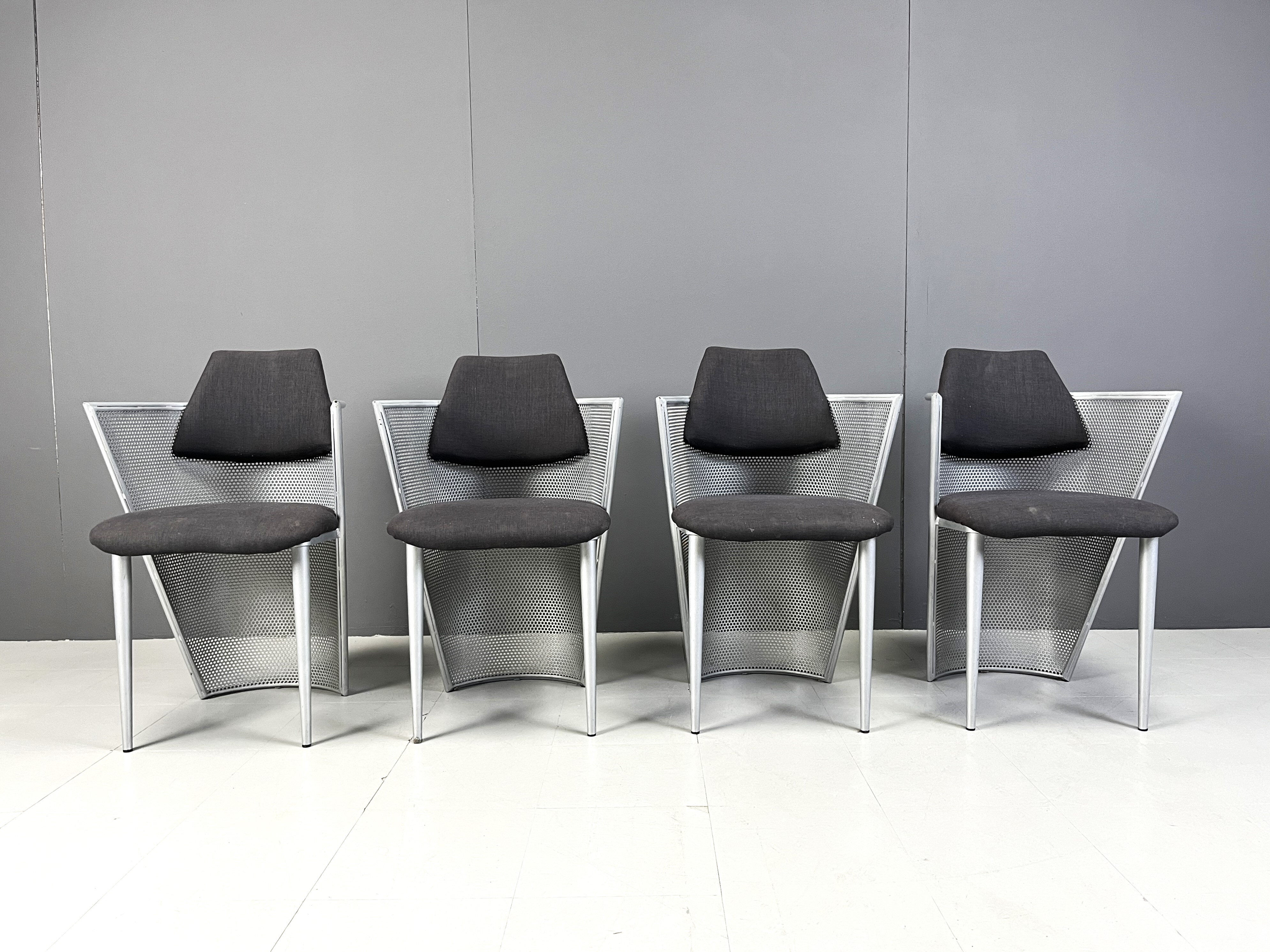 Postmodern metal dining chairs, 1980s