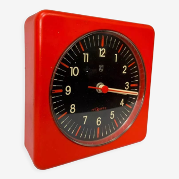 Horloge murale orange vintage Philips 70