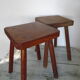 2 ancient brutalist wood stools