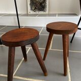 Pair vintage tripod wood stools