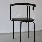 4 postmodern black leather armchairs from Cidue, Italy, 1990s