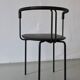 4 postmodern black leather armchairs from Cidue, Italy, 1990s