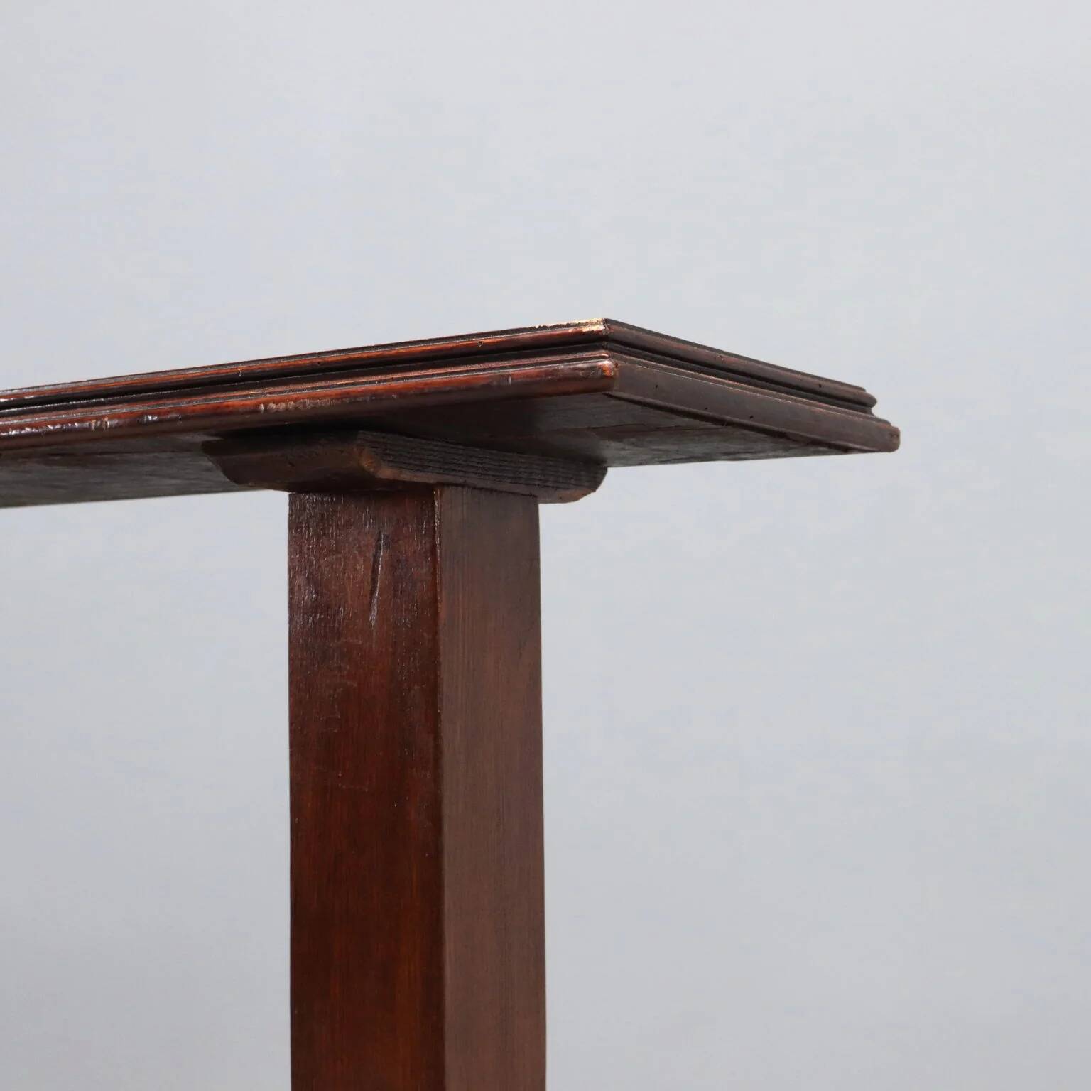 Antique console in stained oak and walnut, Italy, early 20th century.