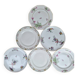 Composition of 6 flat plates in Limoges porcelain: