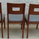 Set of 6 cherry wood style chairs with gray imitation leather seat