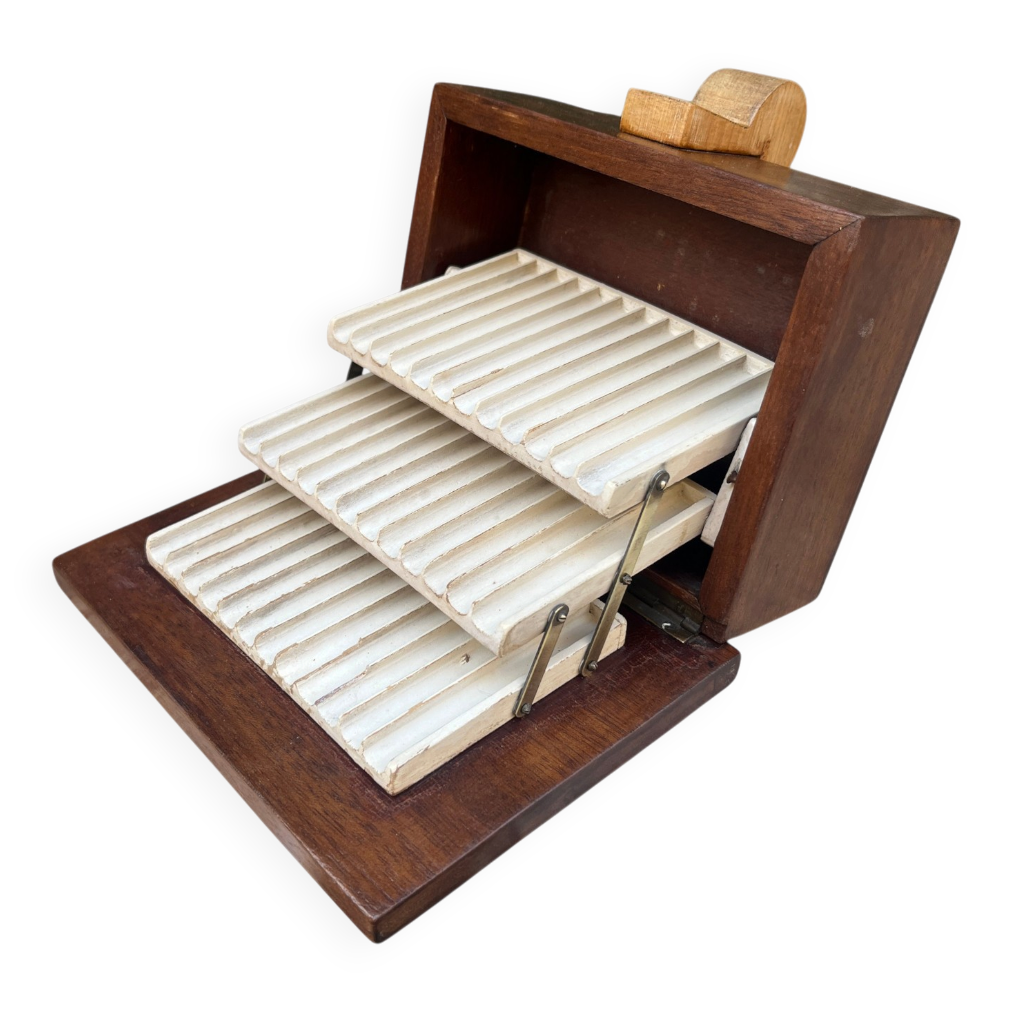 Art Deco wooden cigarette dispenser 1930s cigarette box