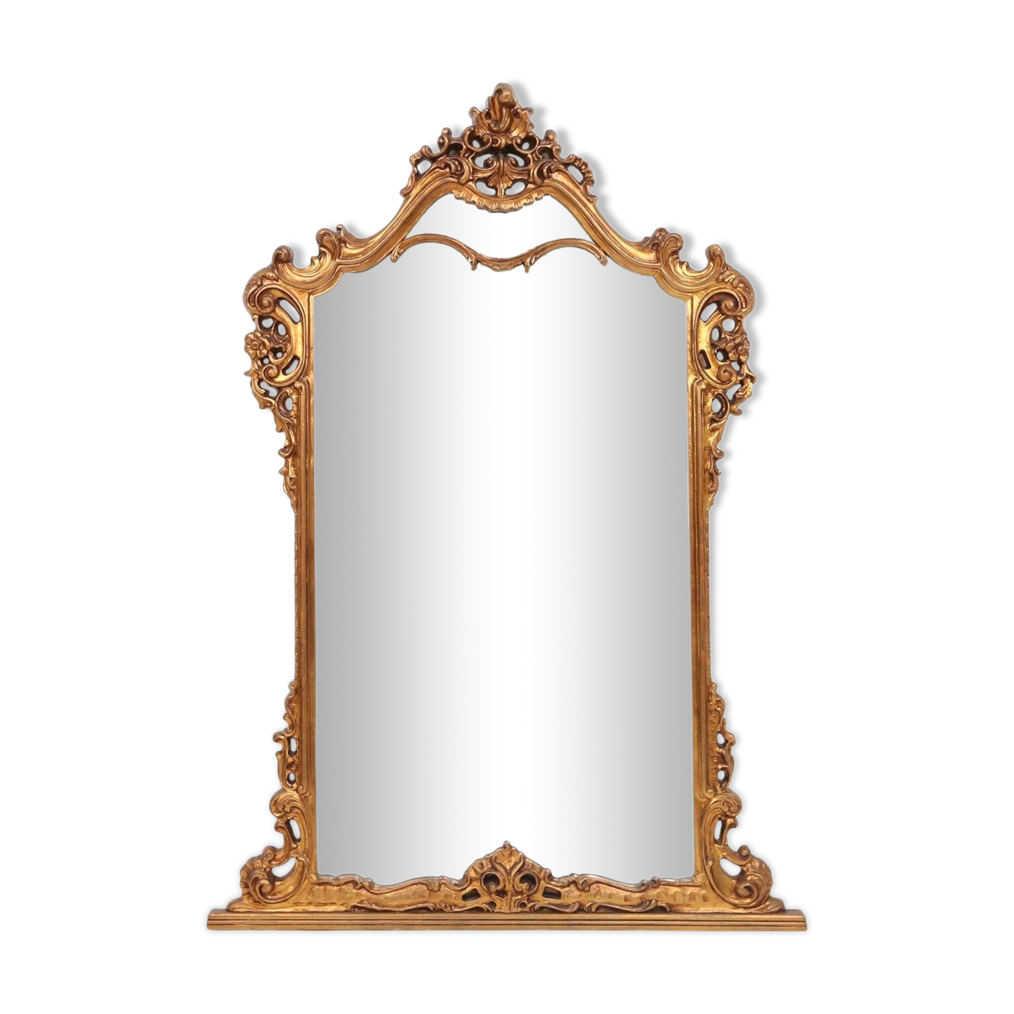 Wood-carved 20th century Louis XV style console mirror, France ca. 1970