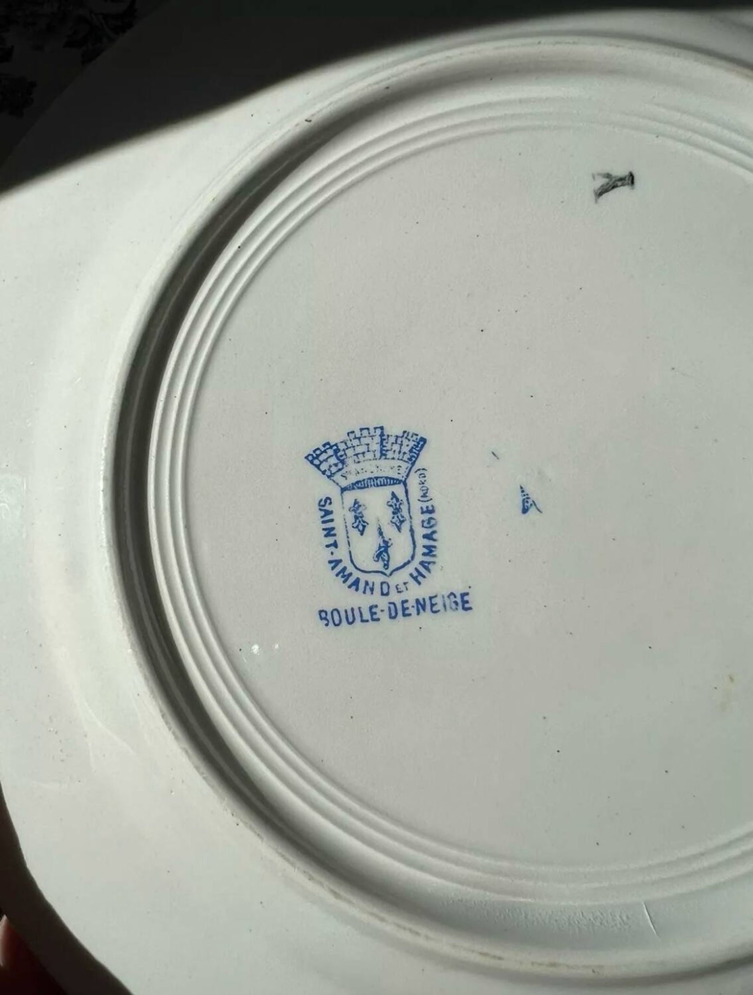 Set of 8 Terre de Fer Saint Amand & Hamage Snowball plates