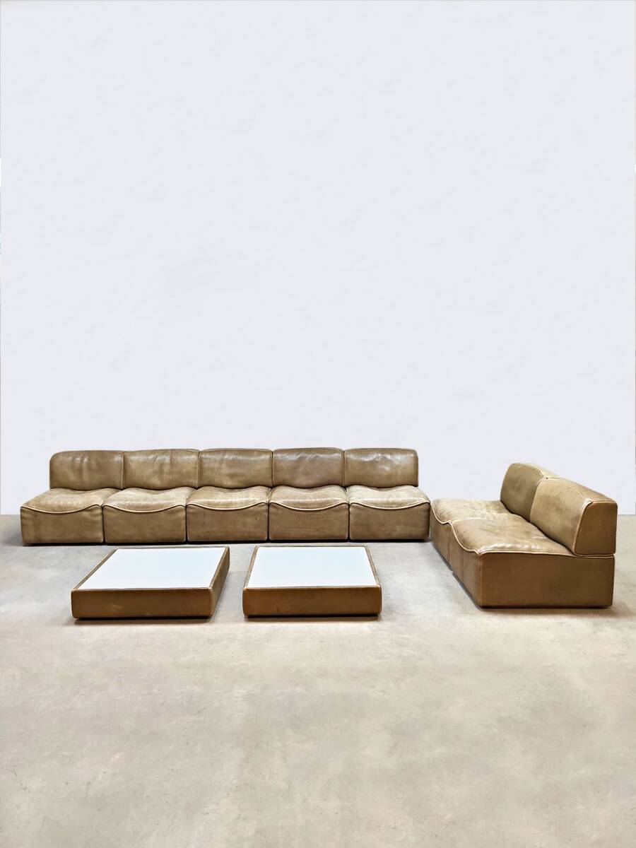 Vintage design leather modular sofa De Sede DS-15