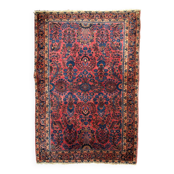 Handmade antique Persian Sarouk rug 94cm x 167cm 1910s
