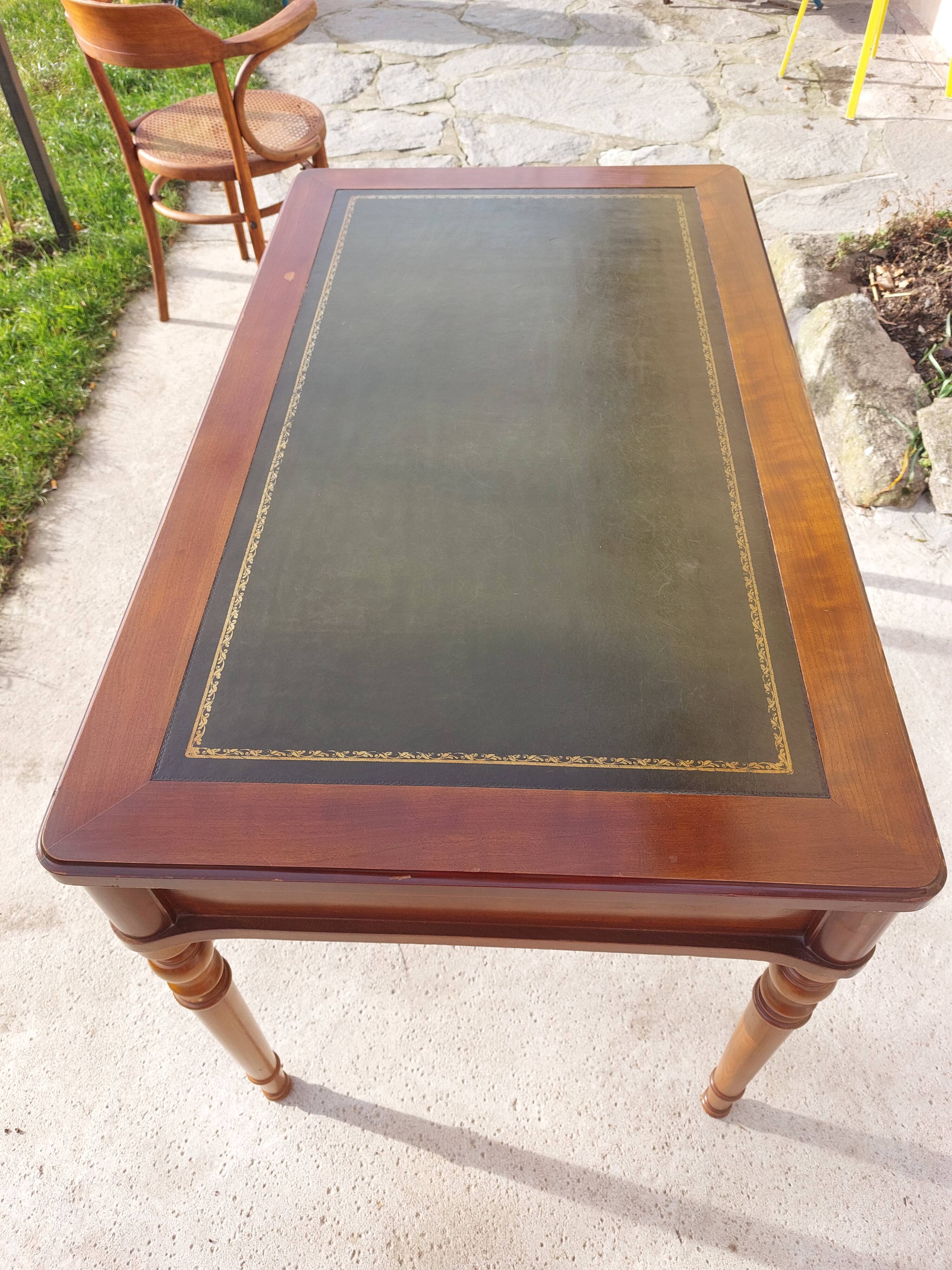 Green leather tray desk