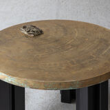 Table basse en laiton gravé par Christian Krekels, Belgique, 1990