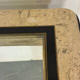 Console d'entrée vintage en travertin et laiton de style italien, années 1980