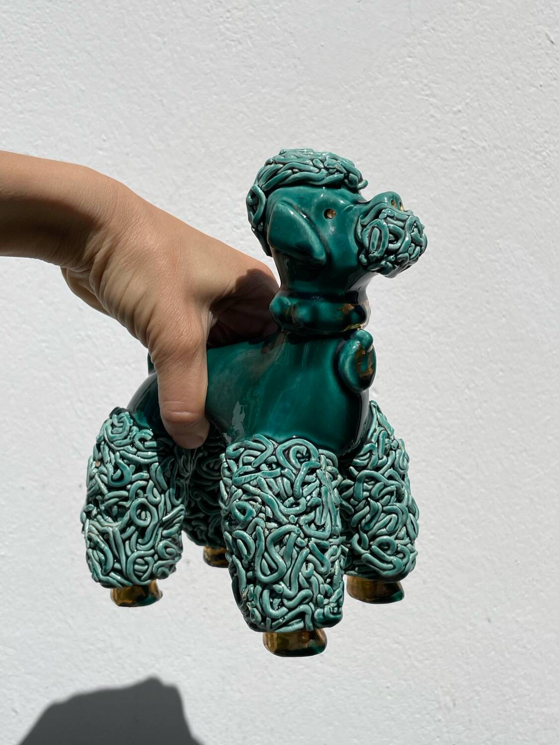 Spaghetti Green Ceramic Poodle Dog